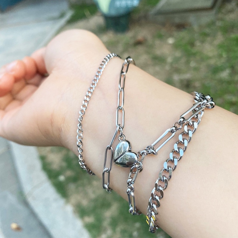 Vòng tay thép titan hình trái tim thời trang cho cặp đôi