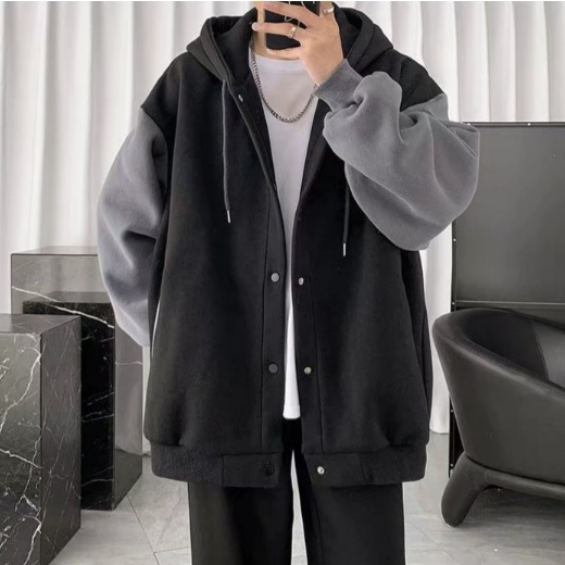 Áo Khoác Hoodie Dáng Rộng Phong Cách Hàn Quốc Thời Trang Cho Nam Giới simple áo khoác unisex hoodie