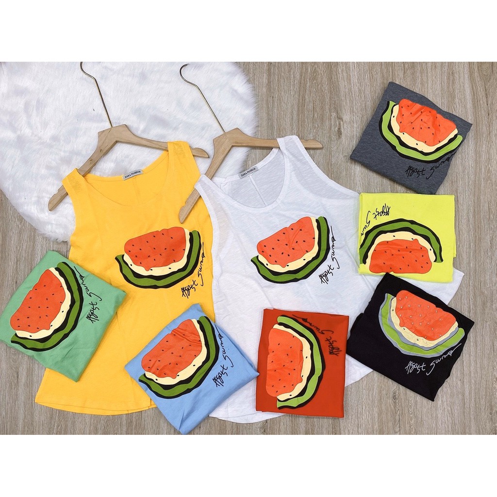 [ Mã WASTAPR giảm 10K đơn 50K] ÁO THUN BA LỖ GIẤY DƯA HẤU SIÊU XINH-CAROTSHOP