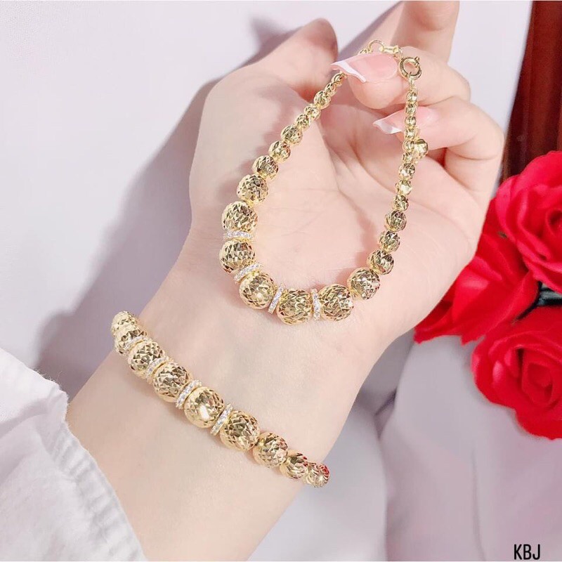 LẮC TAY BẠC XI VÀNG CAO CẤP - DÁNG BI HẠT