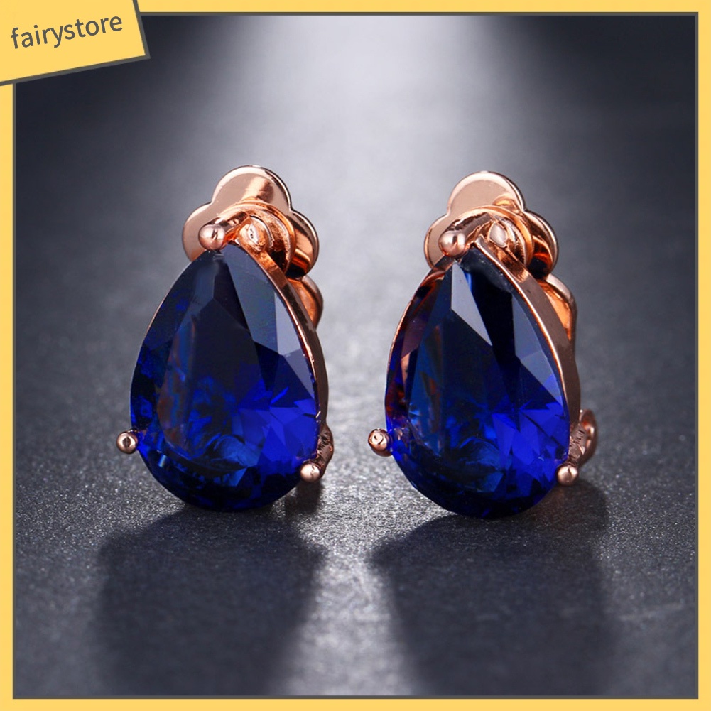 Bông Tai Đính Đá Hình Giọt Nước Thời Trang Cho Nữ