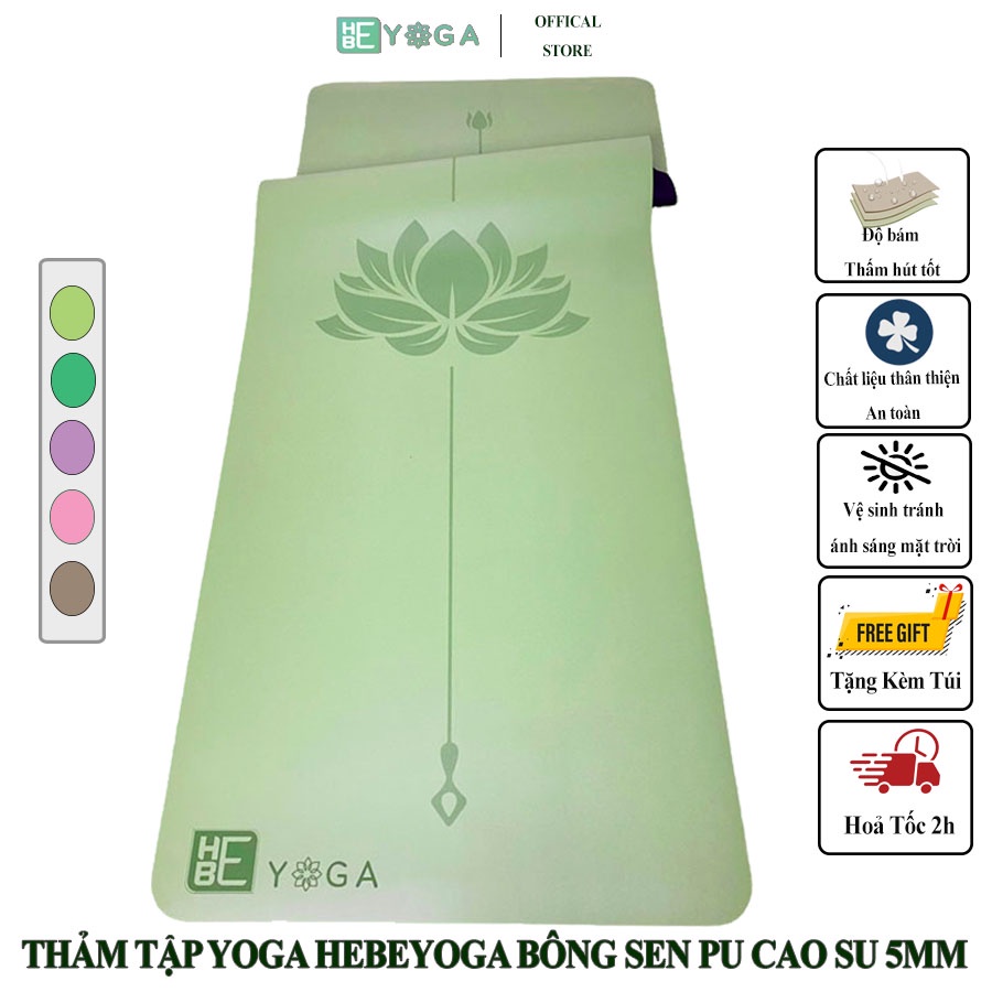 Thảm Tập Yoga Hebeyoga Pu Cao Su Phiên Bản Bông Sen 5mm Cao Cấp