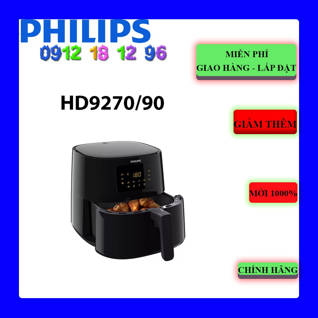 [Mã ELHAMS5 giảm 6% đơn 300K] Nồi chiên không dầu Philips HD9270/90 6.2L, Bảo hành chính hãng 24 tháng.