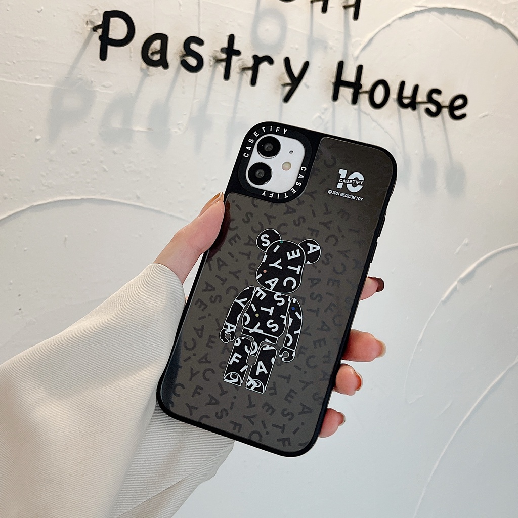 Ốp Điện Thoại Họa Tiết bearbrick Tráng Gương Cho iphone 14 15 plus 11 12 13 pro max