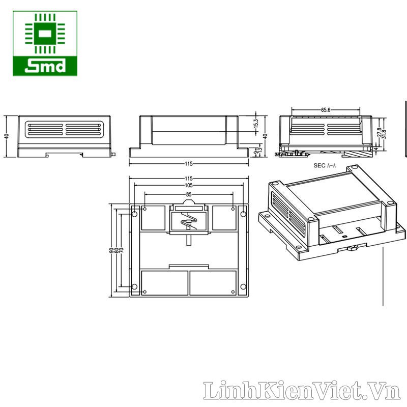 Hộp nhựa PLC 115x90x40 (Trắng)