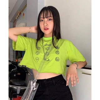 ÁO THUN CROPTOP FORM RỘNG TAY LỠ ULZZANG - ÁO NHÓM CROP NGẮN TAY XANH LÁ 1