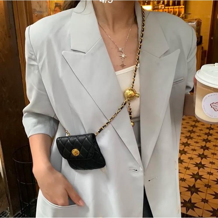 Túi Đeo Hông Cỡ Nhỏ Dây Xích Trang Trí Quả Bóng Vàng Đồng Thời Trang Dành Cho Bạn Nữ