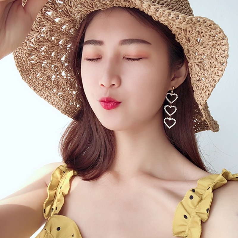 Khuyên Tai Hình Trái Tim Đính Đá Pha Lê Và Ngọc Trai Nhân Tạo Phong Cách Hàn Quốc Mới