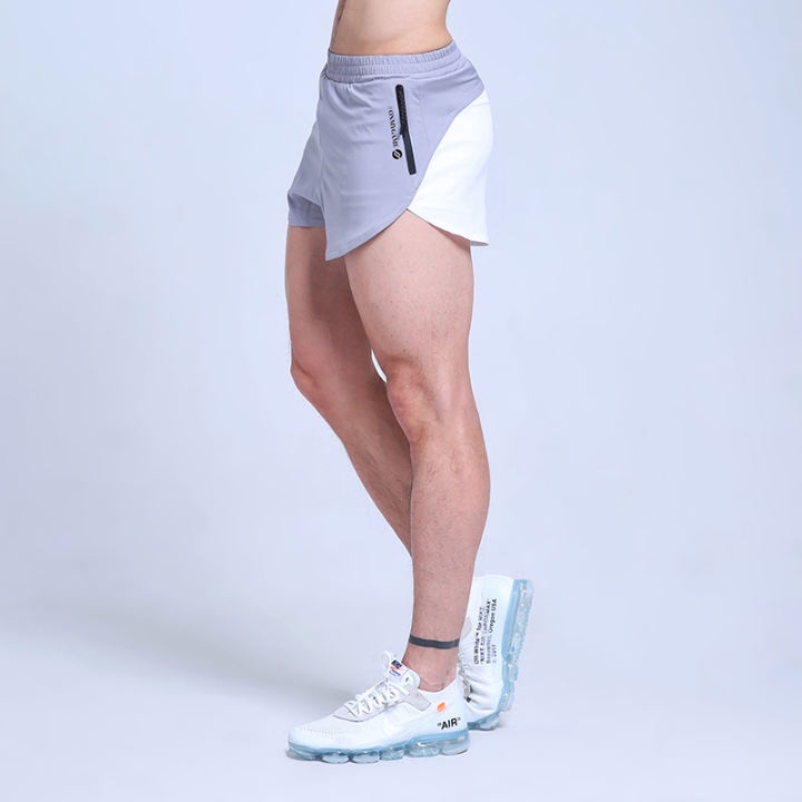Trang Quần Short Chạy Bộ Nâng Hông Tập Thể Dục Thể Thao Nhanh Khô Có Khóa Kéo Và Chạy Bộ Ba Chân Cho Nam-198-DigitalVN