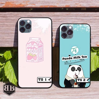 Ốp lưng kính cường lực Iphone 11 Pro / Iphone 11 Pro Max trà sữa