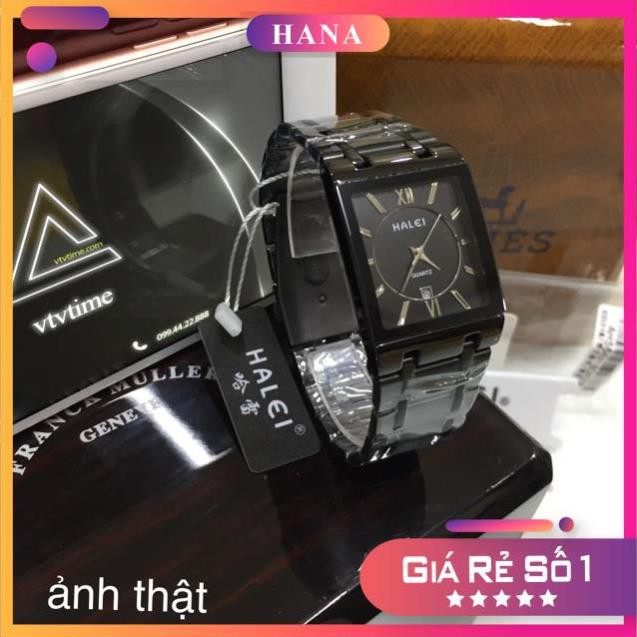 Đồng hồ đôi nam nữ Halei vuông full đen chống nước 5ATM chính hãng Tony Watch 68