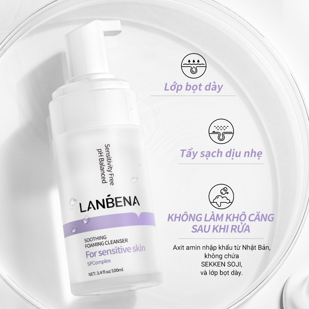 Sữa rửa mặt LANBENA Sửa chữa Tạo Bọt Amino Acid dịu phù hợp cho da nhạy cảm Làm Sạch 100ml