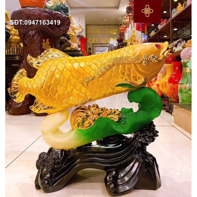 Tượng Cá Chép bắp cải vàng bóng phong thuỷ