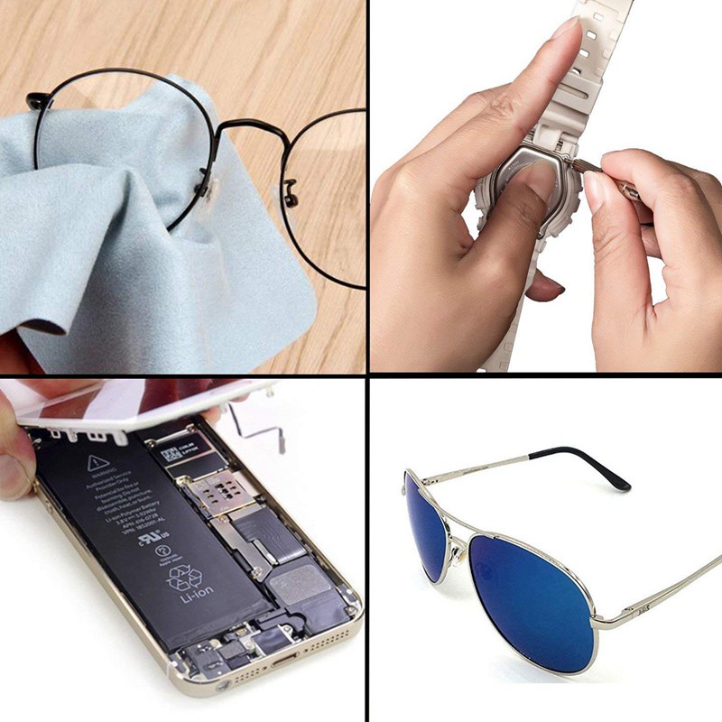 Bộ dụng cụ sửa chữa gồm ốc vít 12 cặp đệm mũi tua vít nhíp vải lau kính cho đồng hồ đeo tay kính đeo mắt