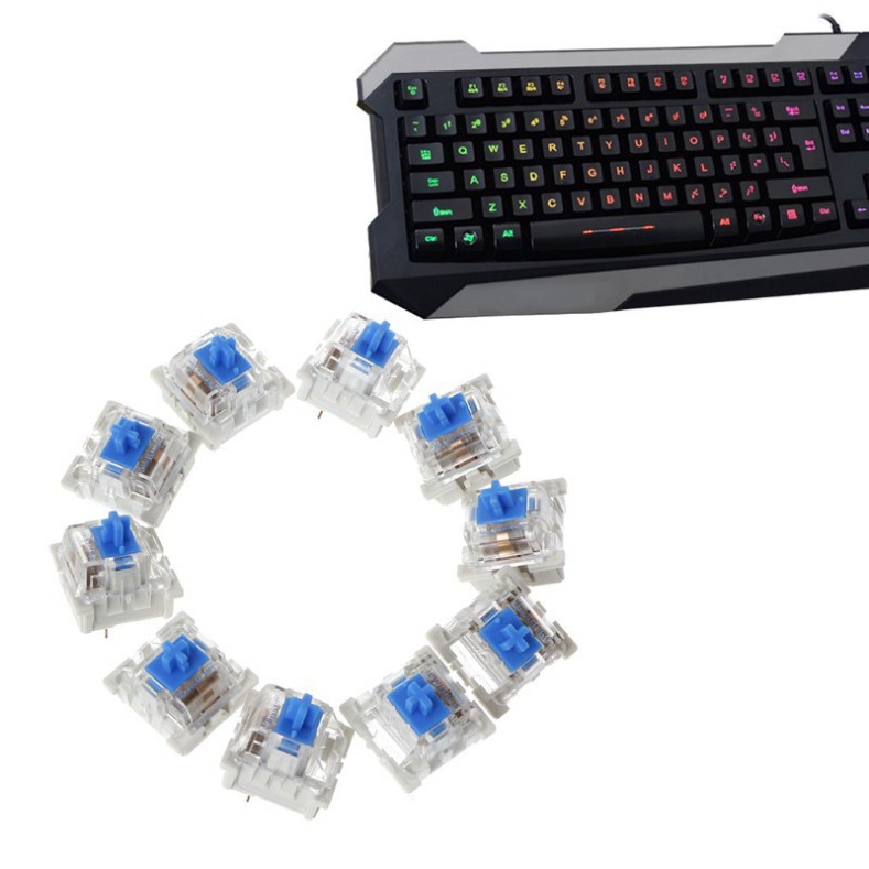 JFHD 10Pcs 3 Pin Mechanical Keyboard Switch Blue Replacement For Gateron Cherry MX 25 N643