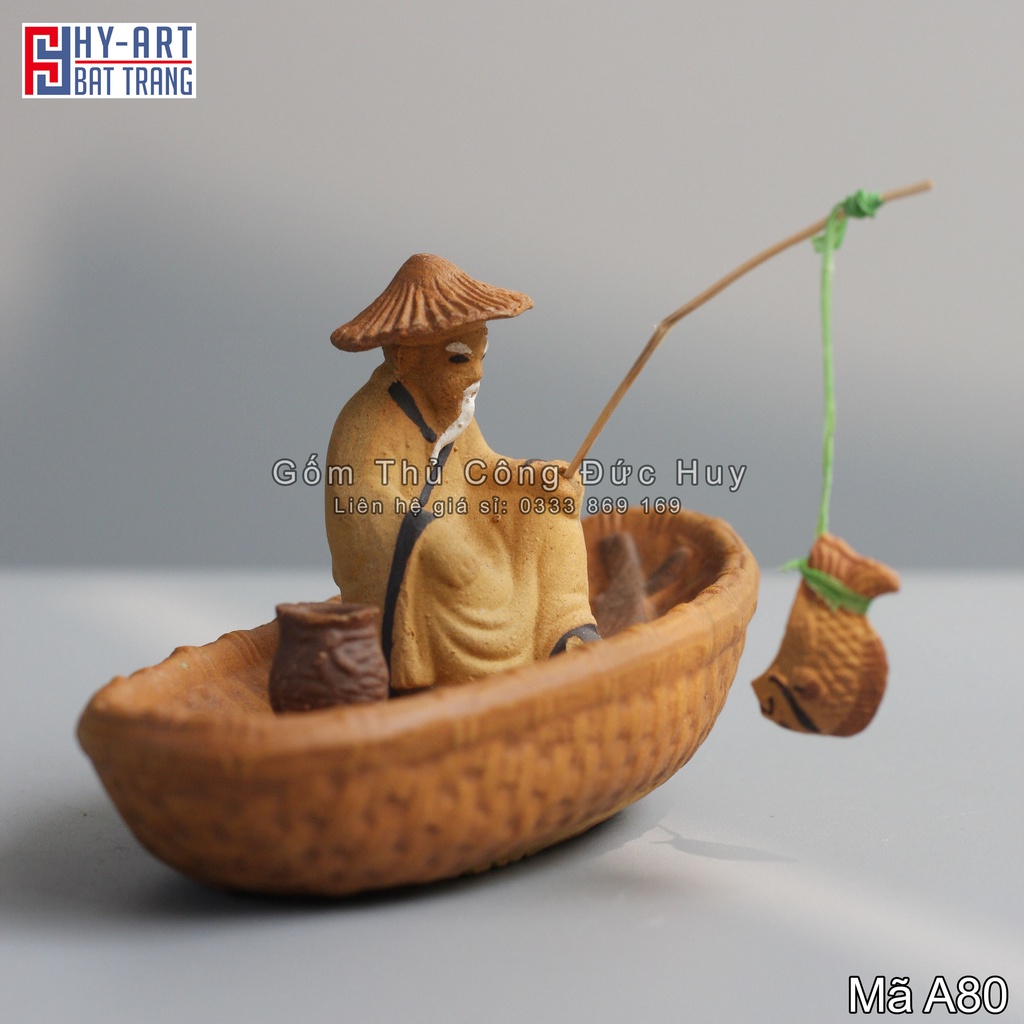 Tiểu cảnh hồ cá, trang trí bể cá cảnh, Lão ông câu cá mini mini trang trí chậu cây bonsai
