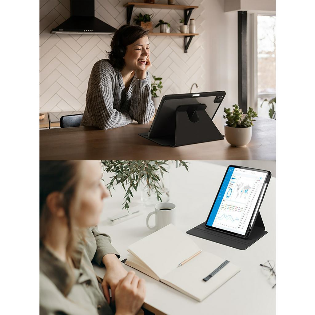 Bao da ipad GOOJODOQ ốp lưng cho Air 4/5 Pro 11 10th 9th 8th 7th Gen với Giá đỡ bút chì Xoay 360 độ