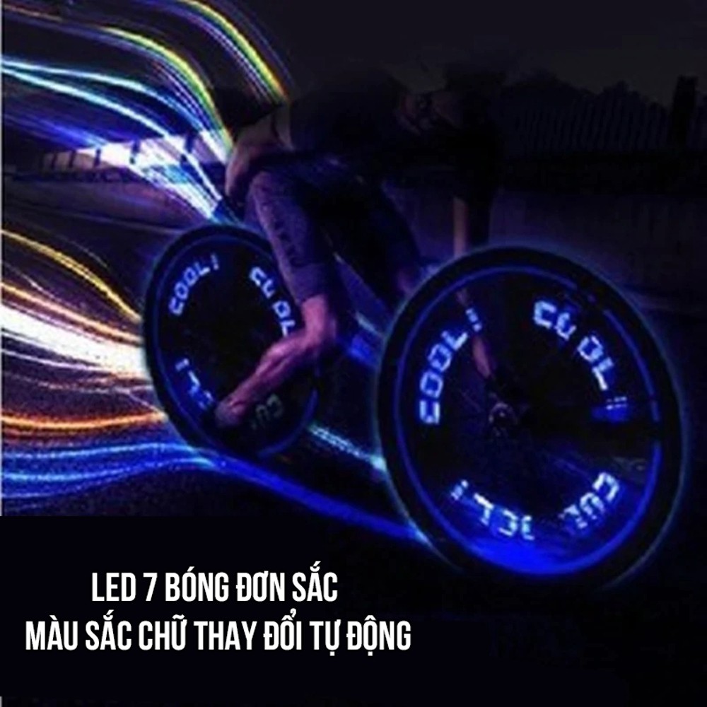 Đèn Gắn Van Lốp Bánh Xe 1 Màu 7 Bóng Led Chạy Chữ Với 6 Mẫu Hình Cho Xe Đạp/ Xe Máy/ Ô Tô/ Xe Hơi MLH