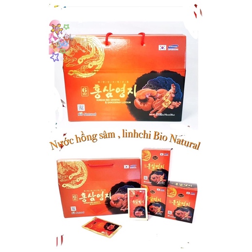Nước hồng sâm Linh chi Hàn quốc Bio Natural ( hộp 30 gói) - Hàng mới về