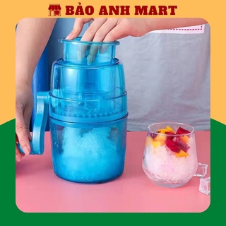 Máy xay đá bào bằng tay, máy bào đá mini 2 lưỡi, cỡ vừa màu xanh, bào đá tuyết cực mịn, nhựa ABS cao cấp