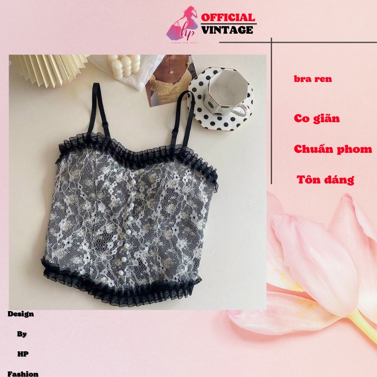 Áo bra ren tiểu thư đính ngọc - Áo croptop 2 dây cao cấp kiểu hàn quốc- Bi22