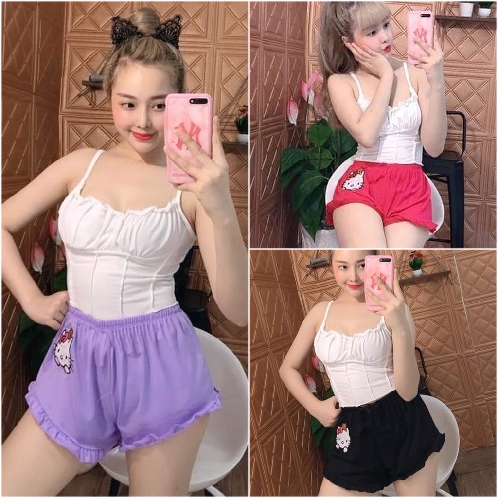 Xả kho đồ bộ mặc nhà nữ, đồ bộ ngủ , bộ mặc nhà 2 dây hellokitty siêu đáng yêu.