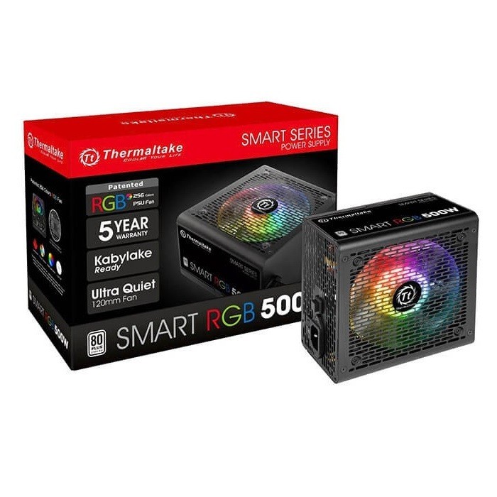 Nguồn máy tính Thermaltake Smart RGB 500W 80 Plus White PS-SPR-0500NHSAWE-1 120mm - Hàng Chính Hãng