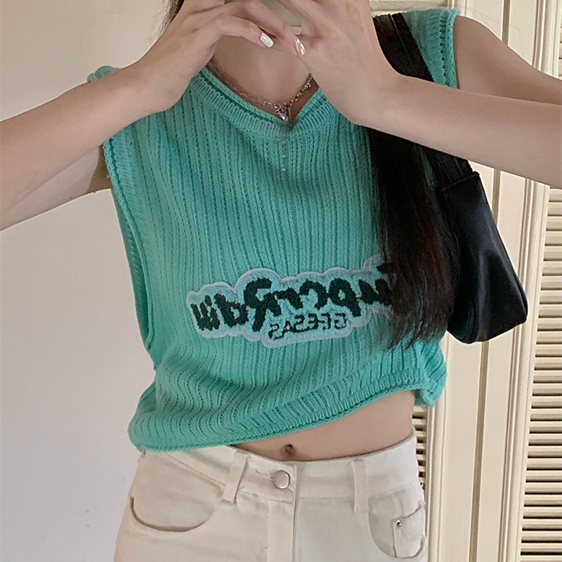 Áo Thun SáT NáCh Thêu Chữ ThờI Trang Cho Nữ