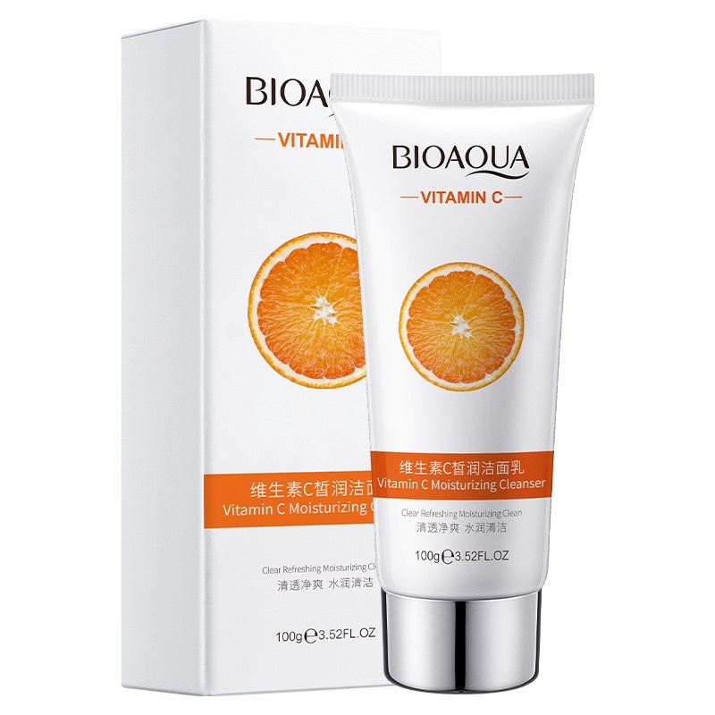 81846 A8 Sữa Rửa Mặt Cam Tươi Vitamin C Bioaqua Tuýp 100gr Lấy Sạch Bụi Bẩn Dầu Nhờn, Dưỡng Ẩm Cho Da