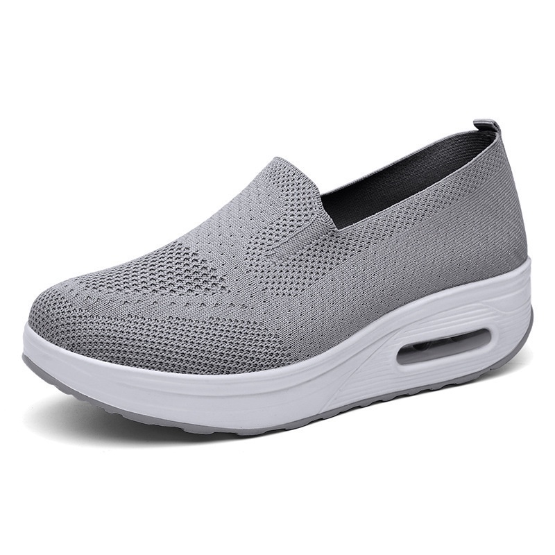 Giày lười nữ đế cao chất liệu vải slip on da kiểu mọi màu trắng độn đế bảo hành 1 năm BN50 TIMAN