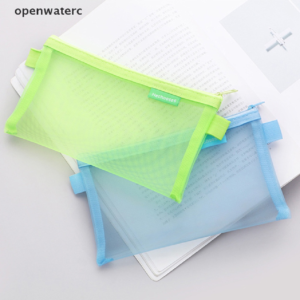 Túi Lưới Trong Suốt Cỡ L Đựng Bút Có Khóa Kéo Tiện Dụng Cho Học Sinh