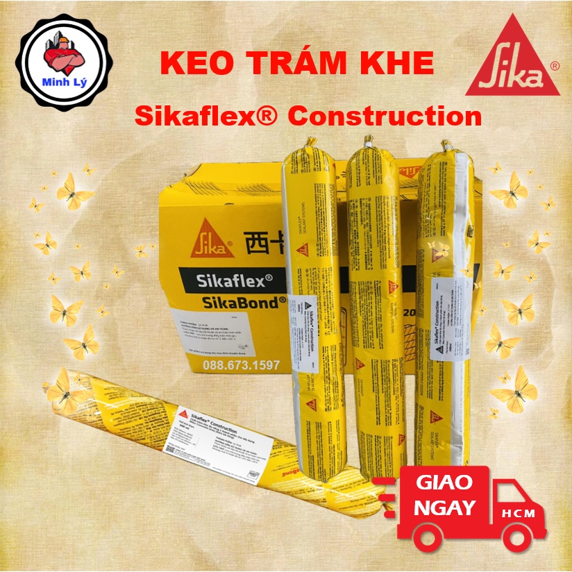 [Hỏa Tốc HCM] Keo Trám Khe Sika Đàn Hồi Sikaflex Construction 600ml 1 Thành Phần Gốc Polyurethane Xám Hoặc Trắng