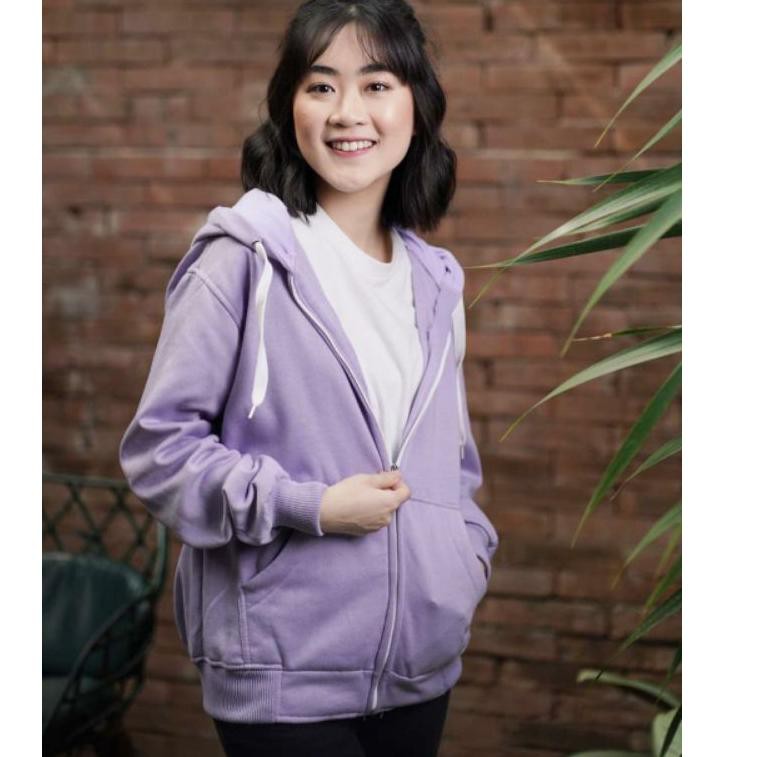 Áo Hoodie Phối Khóa Kéo Màu Tím 06s