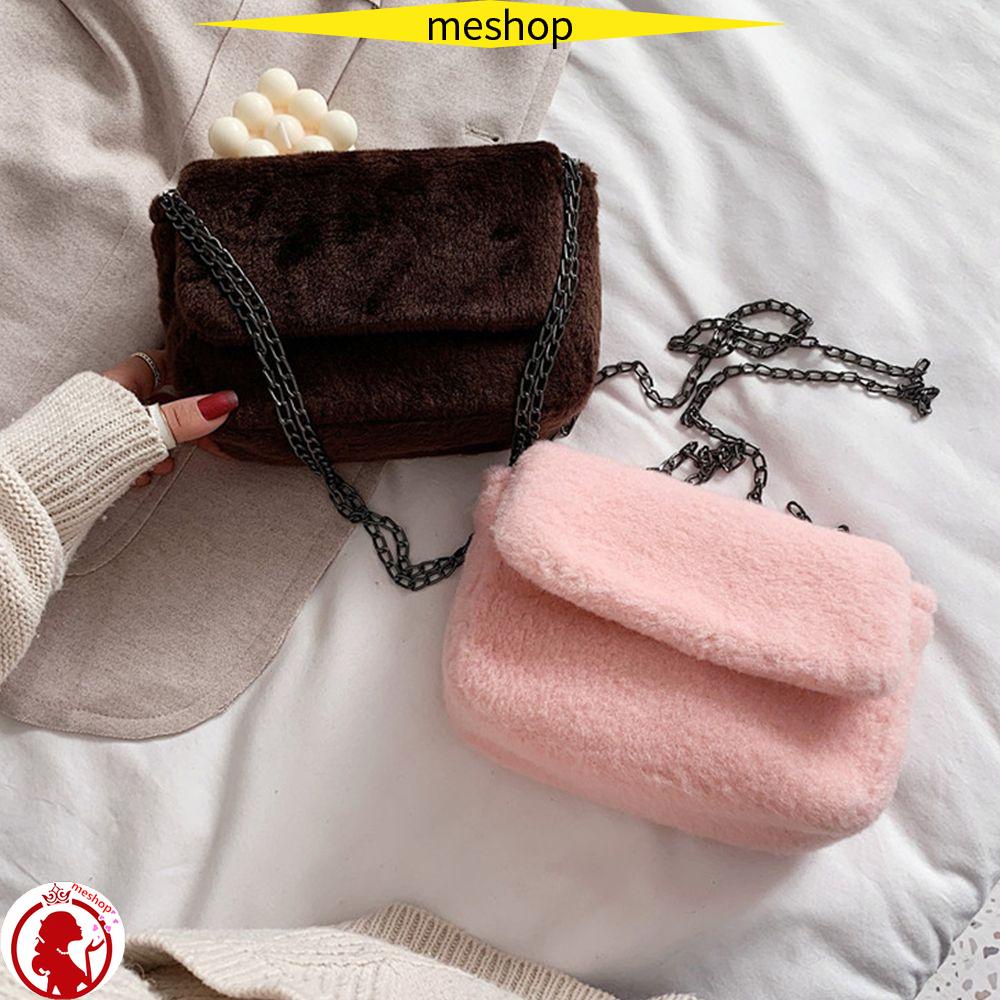 Túi Xách Đeo Vai Phủ Bông Mềm Phối Dây Xích Thời Trang Nữ Sành Điệu