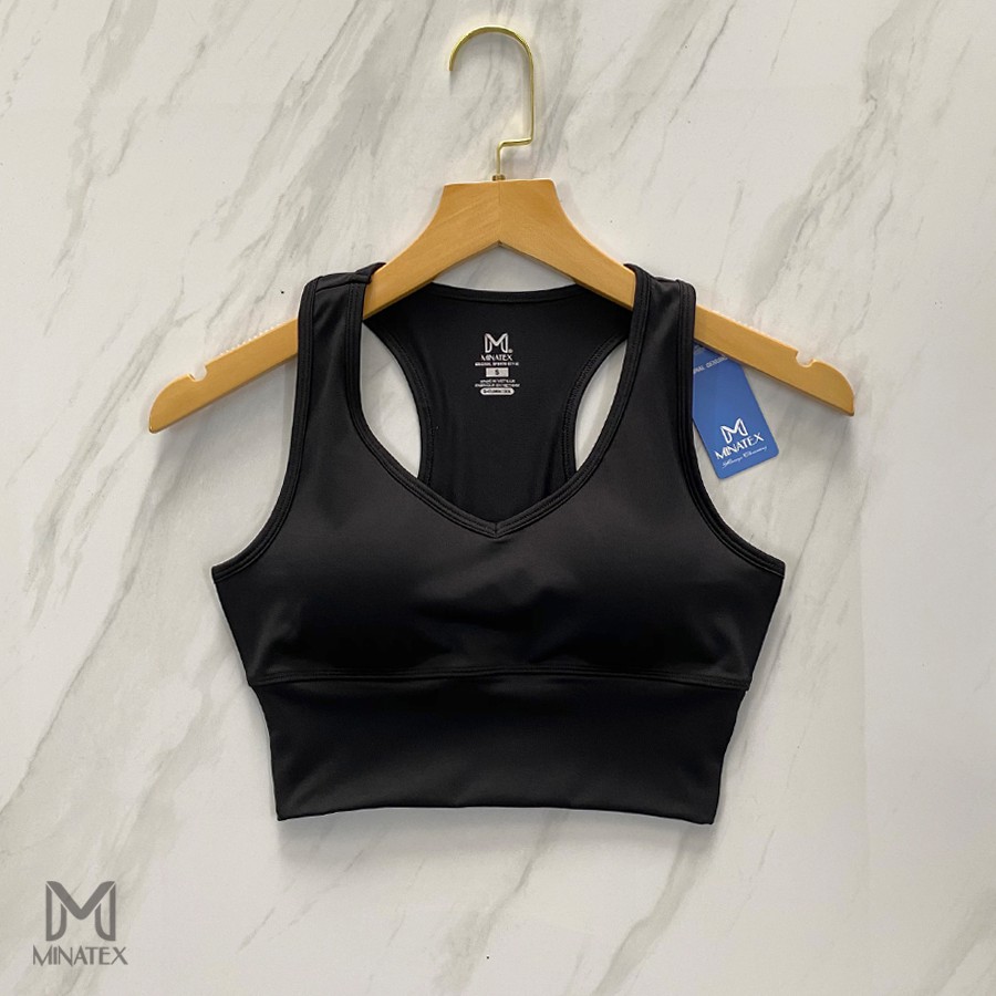 Áo bra thể thao cổ tim đai bo xiết eo kèm mút ngực, tập gym, yoga, earobic, chạy bộ