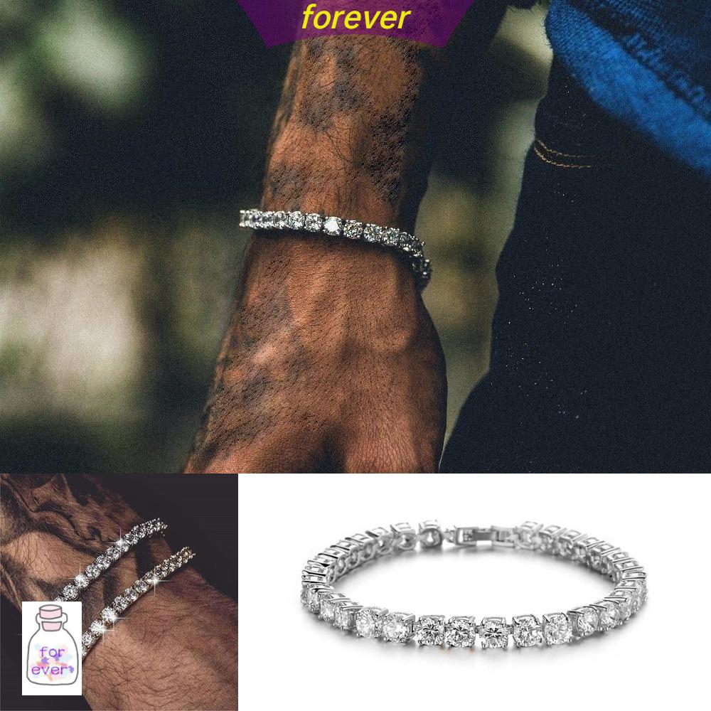 Vòng Đeo Tay Đính Kim Cương Giả Lấp Lánh Thời Trang Cho Nam Nữ