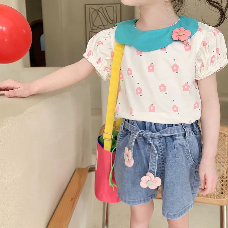 Áo Thun Tay Ngắn Cổ Tròn Chất Liệu Cotton Mỏng In Họa Tiết Hoa Nhỏ Phong Cách Nhật Hàn Thời Trang Mùa Hè Hàng Mới 2022