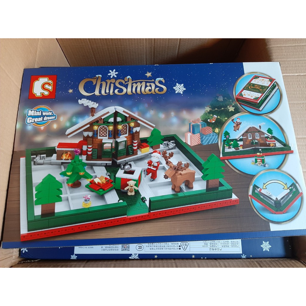 (CÓ SẴN) Lắp ghép Mô hình Merry Christmas sembo 601094 book ngôi nhà giáng sinh của ông già noel