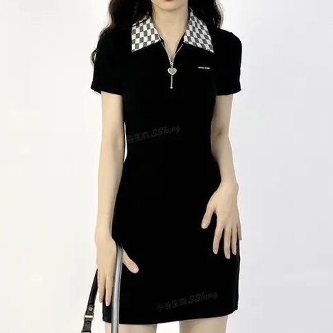 Đầm polo COZOKC tay ngắn thắt nơ lưng dễ thương thời trang