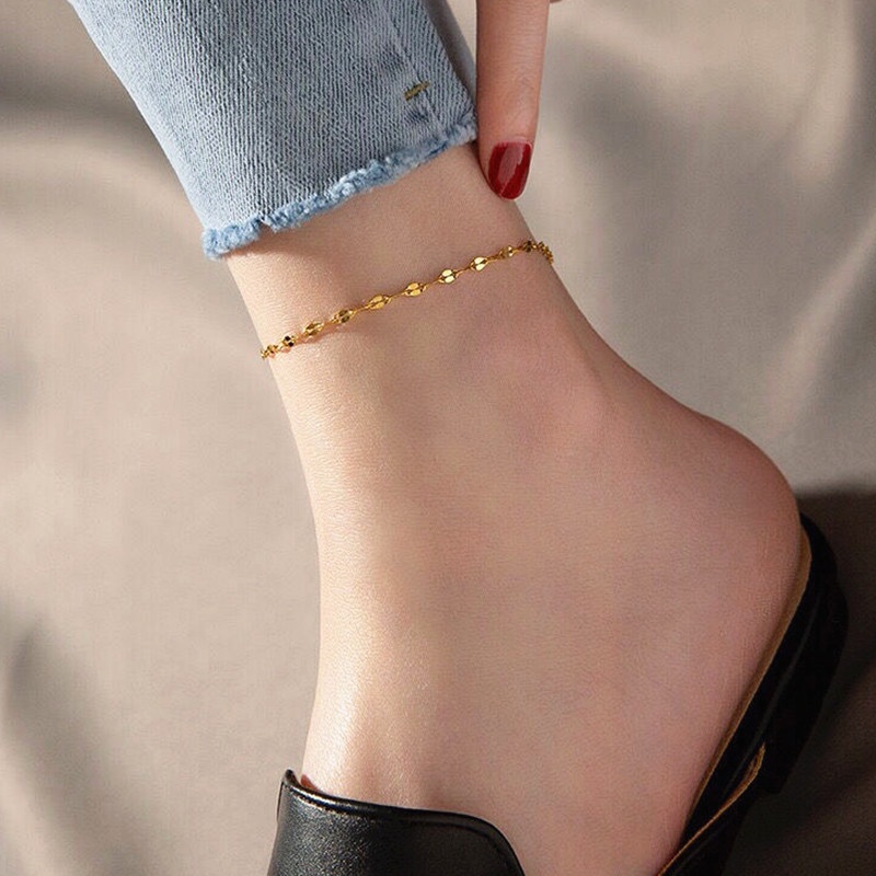 Lắc chân titan vàng 18k 100% không gỉ vòng chân nữ thiết kế đơn giản thời trang cao cấp năm 2022