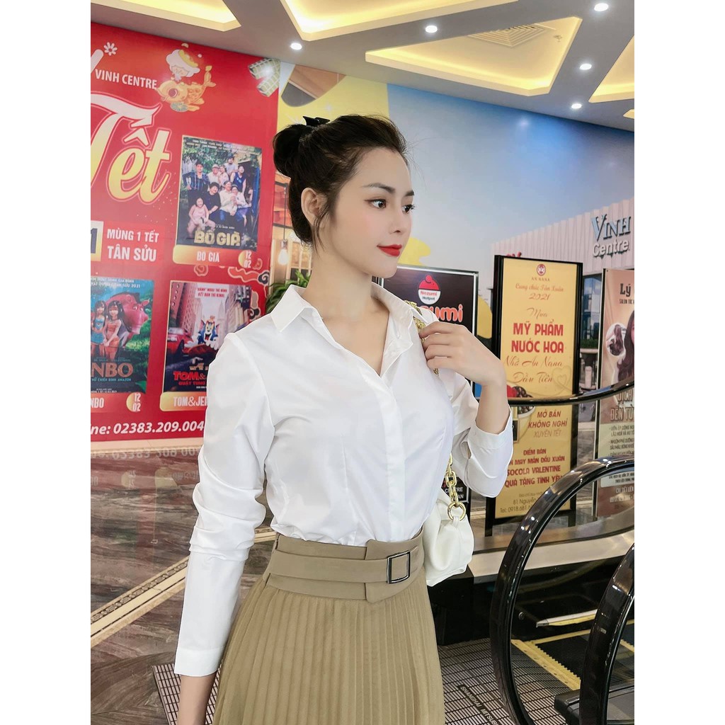 áo sơ mi nữ dài tay form basis, sơ mi nữ công sở thiết kế Josee' dáng eo xinh | BigBuy360 - bigbuy360.vn