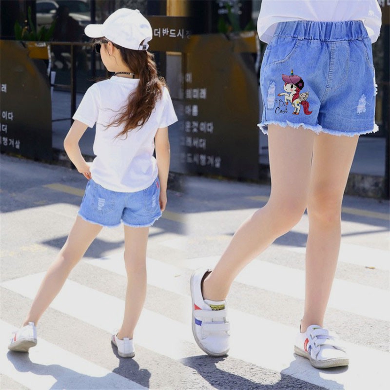 Quần Short Jean Viền Rách Thời Trang Cho Bé Gái Từ 2-8 Tuổi