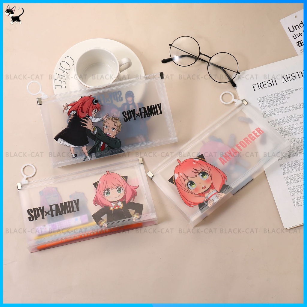 Túi Đựng Bút Bằng PVC Có Khóa Kéo In Hình Anime Dễ Thương