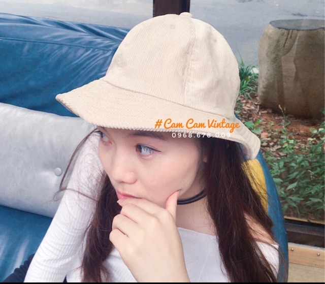 Mũ bucket nam nữ, nón bucket Maruko trơn vàng vintage dệt kim unisex cao cấp phủ nhung