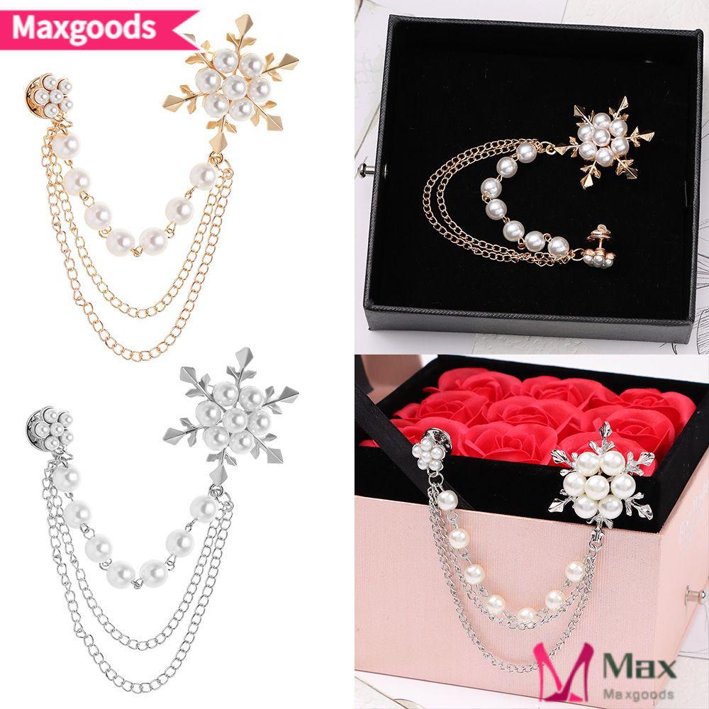 Ghim Cài Áo Hình Bông Tuyết Đính Ngọc Trai Thời Trang Cho Nam Và Nữ