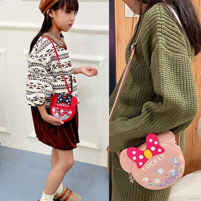 Túi đeo chéo messenger thiết kế mèo con hoạt hình có khóa kéo đáng yêu dành cho bé gái nhỏ