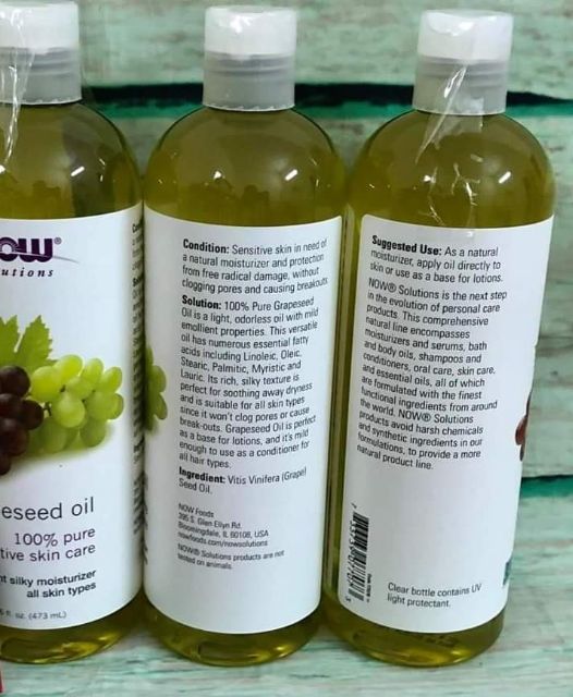 [BILL MỸ] Tinh Dầu Hạt Nho Now Solutions Grapeseed Oil