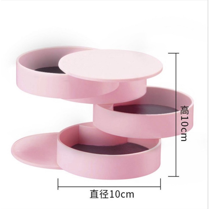 Hộp đựng trang sức, hộp đựng bông tai đủ màu 4 tầng xoay 360 độ