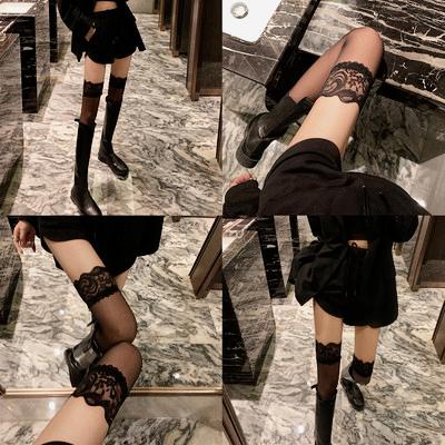 Vớ Cao Qua Gối Viền Ren Mỏng Không Trơn Màu / Trắng / Đen / Đỏ Đen Siêu Rộng Gợi Cảm Dành Cho Bạn Nữ / Thời Trang Phổ Biến