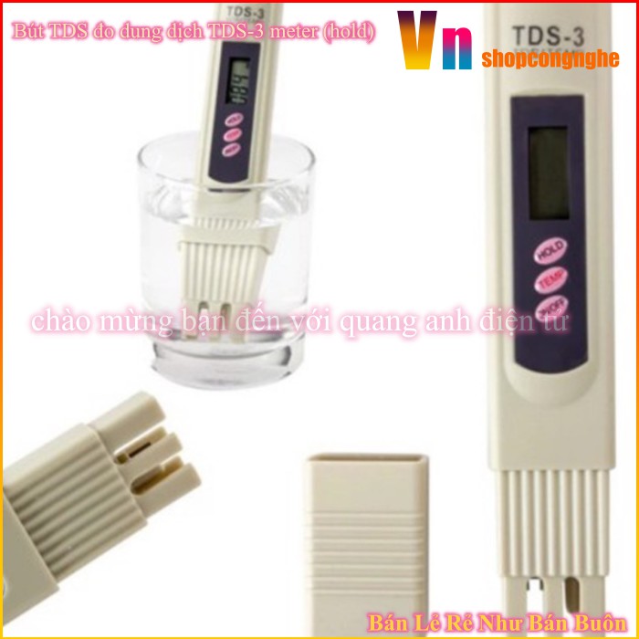 Bút TDS đo dung dịch trồng rau thủy canh TDS-3 meter (hold)